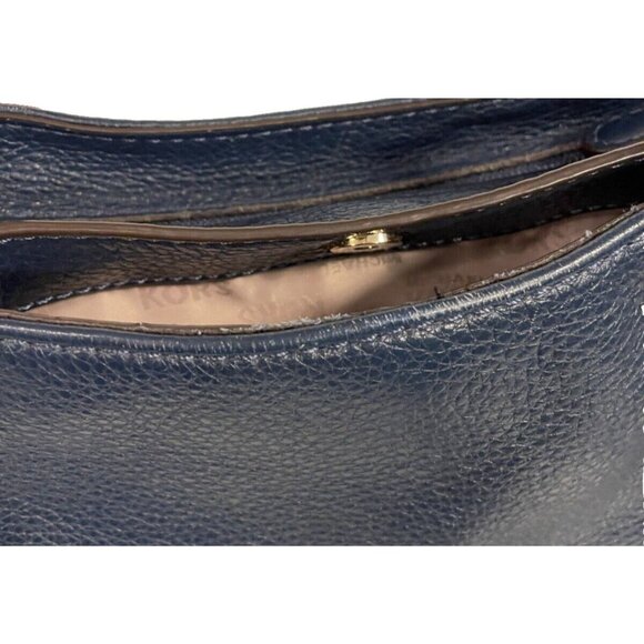 Michael Kors Medium Navy Blue Subtle Leather Shoulder Crossbody Bag Outside Pock - Picture 8 of 15